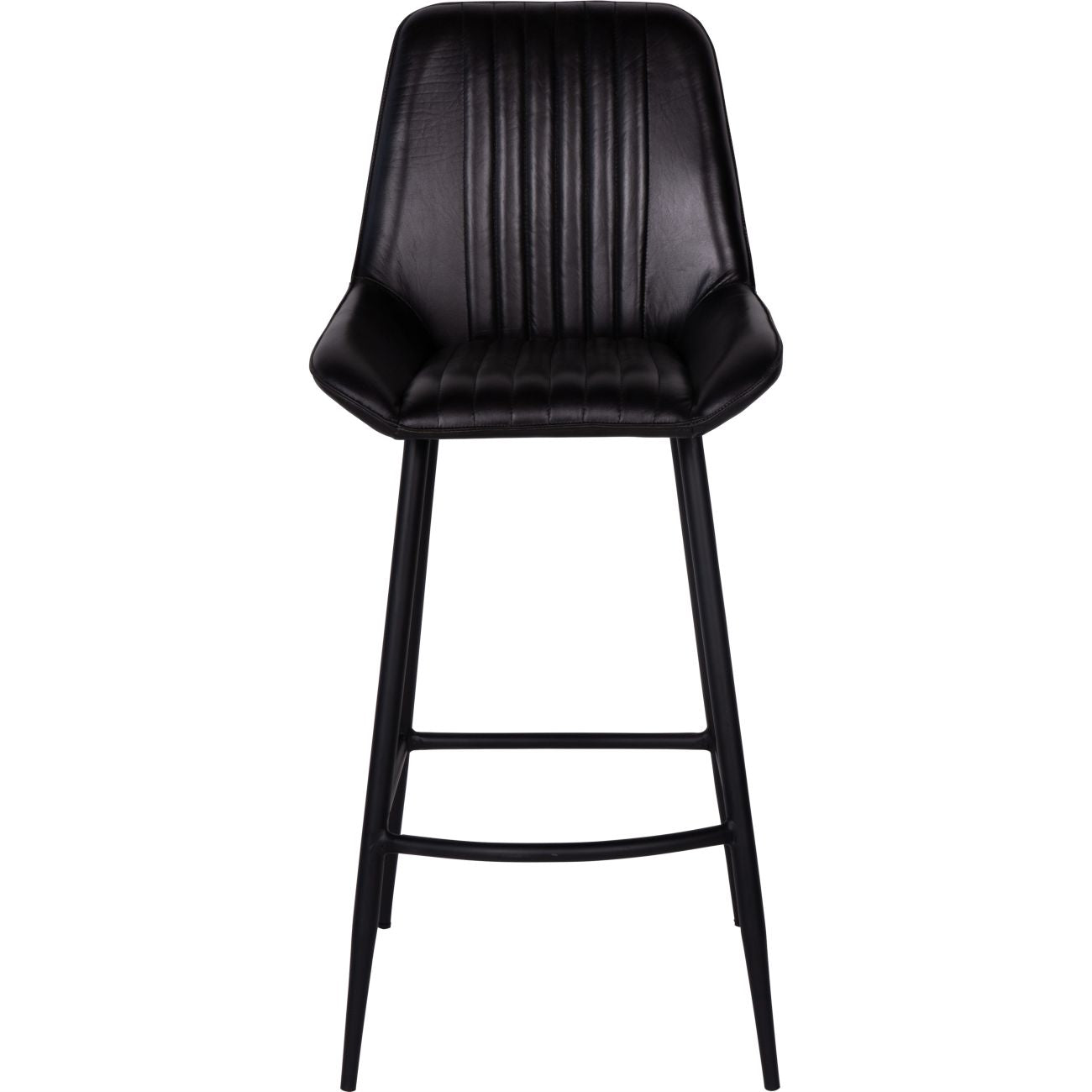 Set of 2 Pembroke Leather Bar Stools in Charcoal